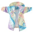 thumbnail image 1 of LYHaoo Girls Raincoat Lightweight Windbreaker Jacket With Colorful Rainbow Print Lettering Pattern For Autumn Outerwear Trendy Coat Purple Sizes 7-8 Years, 1 of 6