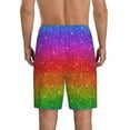 thumbnail image 2 of Balery Rainbow Glitter Men's Cotton Knit Pajama Shorts Waistband & Pockets,Short Pajama Pants-Large, 2 of 8