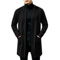 thumbnail image 2 of TRUNZI Men's Button Down Fleece Coats Long Sleeves Open Front Crewneck Casual Warm Fall Winter Jackets with Side Pockets,Black,Size 3XL, 2 of 7