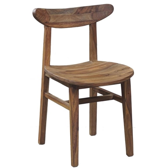 Maklaine Solid Sheesham Wood Dining Chair in Natural (Set of 2)
