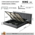 thumbnail image 3 of King Size Bed Frame with Built-in Nightstands, Lift Up Storage Bed with Oversize Upholstered Headboard, Luxury Bed Frame with Underneath Storage, Wood Slats Support, No Box Spring Needed, Gray, 3 of 8