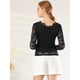 thumbnail image 5 of INSPIRE CHIC Top de blusa de encaje de manga larga transparente con bordado floral para mujer Negro XL, 5 of 6