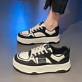thumbnail image 2 of Zapatillas de suela gruesa para niñas, para combinar con todo, color negro, para primavera y otoño, de invierno, con forro polar, deportivas informales blancas para mujer, 2 of 6