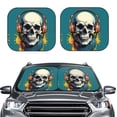 thumbnail image 2 of Windshield Sun Shade, Modern Hip-Hop Skull Foldable Car Sun Shade Windshield for Front, 2 Pieces, 2 of 7