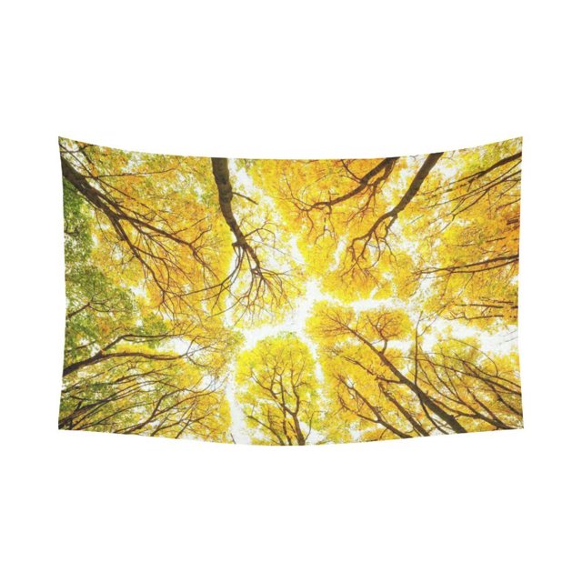 ABPHQTO Autumn Sky Yellow Leave Forest Tapiz Colgante de pared Naturaleza Paisaje Decoración de pared Arte para sala de estar Dormitorio Dormitorio Algodón Lino Decoración 150x228 cm ABPHQTO QB-Interest271-90x60