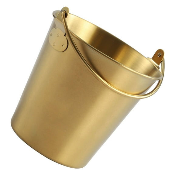 IFANLANDOR 1Set Mini Metal Bucket Golden Portable Ice Storage Bucket For Home Bar Use 0.7L Capacity