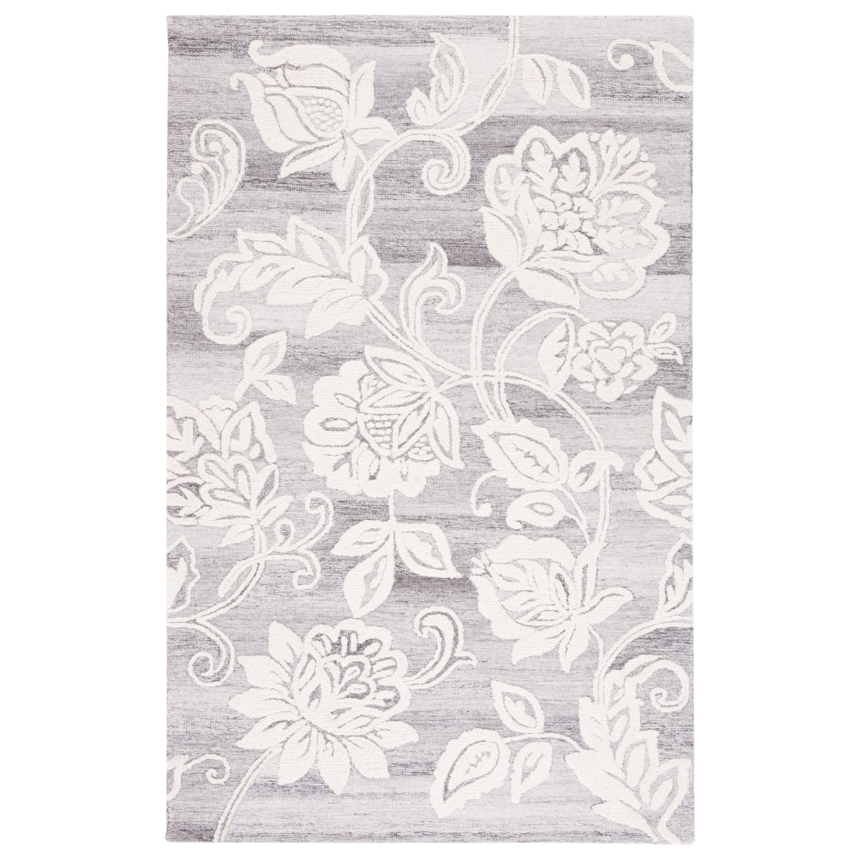 SAFAVIEH Jardin Isidor Floral Area Rug, Gray/Ivory, 6' x 9'