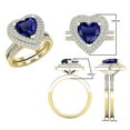thumbnail image 4 of Dazzlingrock Collection 8mm Heart Blue Sapphire & Round White Diamond Double Halo Engagement Ring Set for Women (0.65 ctw, Color I-J, Color I1-I2) in 14K Yellow Gold, Size 9.5, 4 of 6