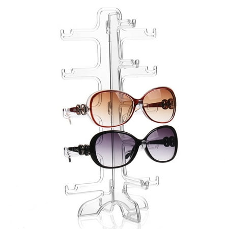 Clear 5 Pairs Glass Stand Sunglass Holder Glasses Rack Display Organizer Sunglasses Frame Shelf Showcase