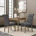 thumbnail image 2 of BELLEZE 4pc Dining Chairs Modern Tufted Parson (Dark Gray) Chairs Linen High-Backrest Cushion Seat w/ Wooden Leg, 2 of 7