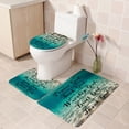 thumbnail image 6 of 4pcs Blue Sea Water Blessing Words Waterproof Insulation Home Decor Bathroom Shower Curtain with 12 Hooks Bathroom Non-slip Mat U-shaped Floor Mat and Round Toilet Seat Mat Bathroom Set All-scenario, 6 of 9