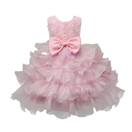 

QWERTYU Infant Baby Toddler Child Children Kids Bow Floral Dresses Sleeveless Dress Summer Sundress for Girls 3Y-10Y 130