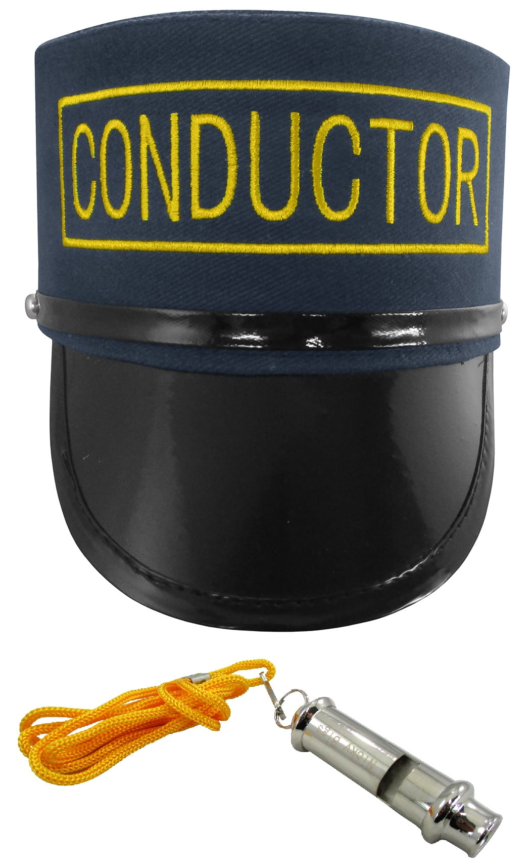 train conductor hat and whistle