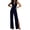 Dark Blue, variant on TOUMENY Fall Jumpsuits for Women Wide Leg High Waist Ruched Drawstring Jumpsuit V Neck Sleeveless Bohemian Loose Romper Black XXXL