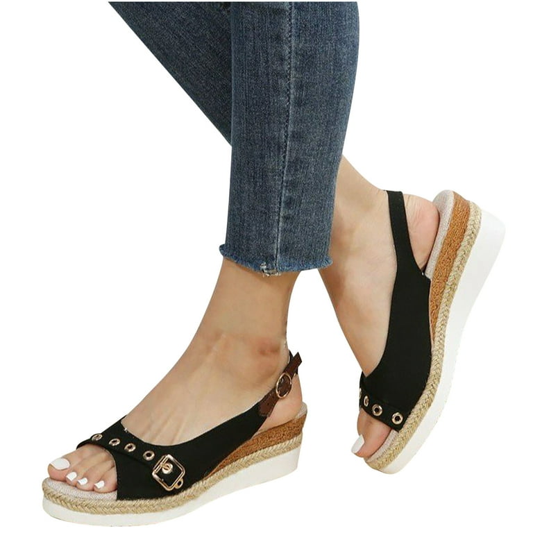 CTEEGC Sandals for Women Casual Summer Wedge Sandals Hemp Rope