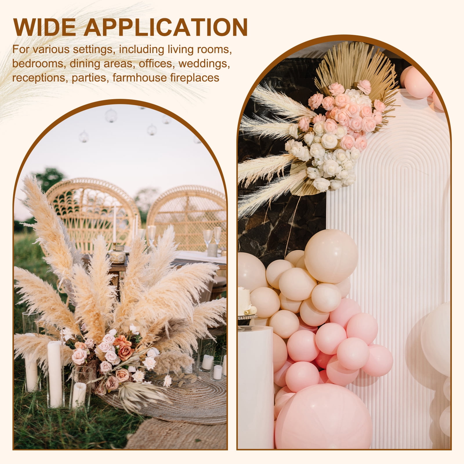 Uxcell 50 Pcs Faux Pampas Grass 52cm/20.5" Artificial Fake Dried Pampas Grass Decor with Stem for Floor Vase Filler, Home Decoration, Dark Purple