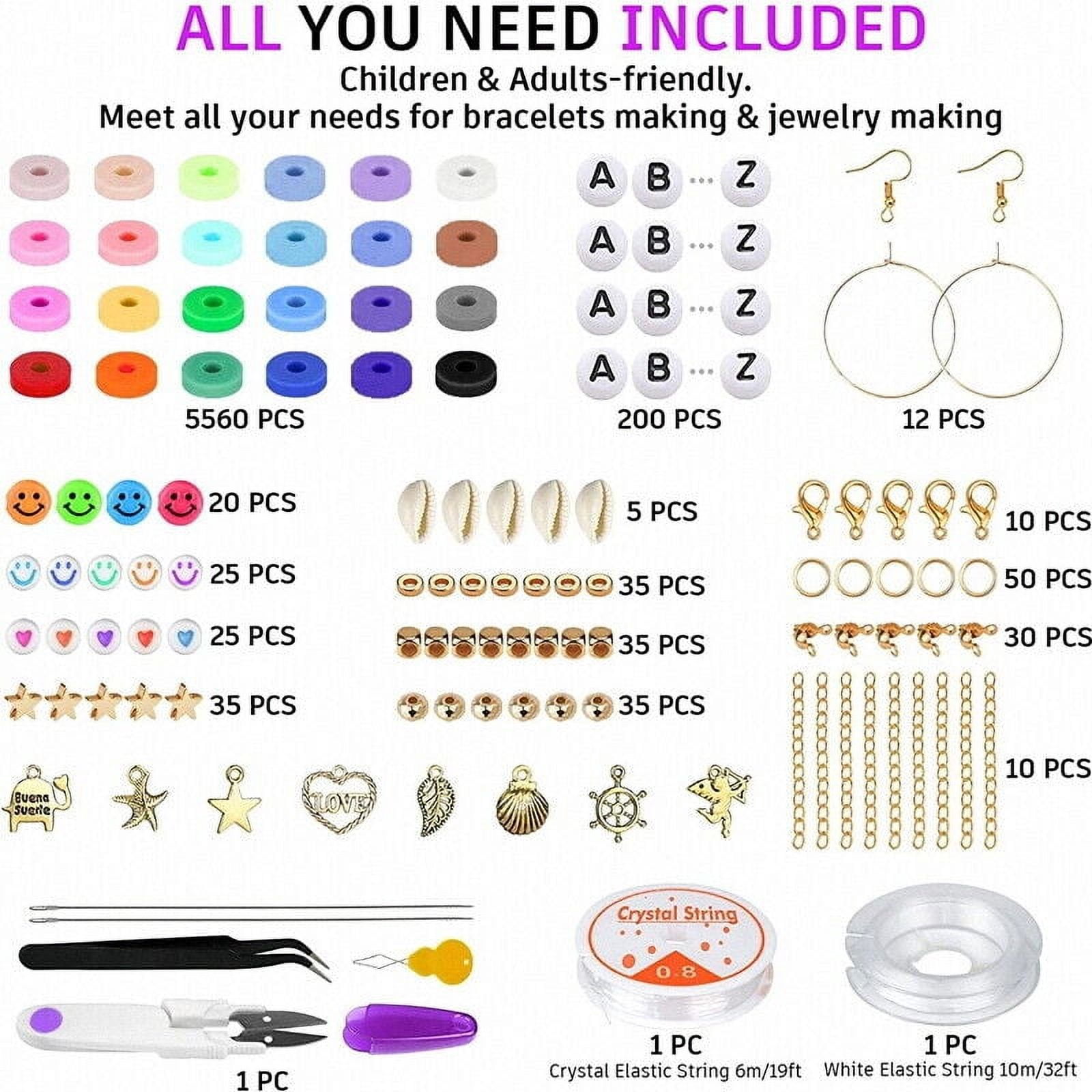 6000/9000Pcs Clay Beads Bracelet Making Kit Round Flat Beads Polymer Clay Beads Set DIY Kit