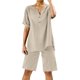 thumbnail image 1 of Conjunto de 2 piezas para mujer: blusa de pierna ancha y pantalones elásticos, cuello en V, ropa informal para el día a día, para todas las estaciones, tallas S/XXXXXL, 1 of 2