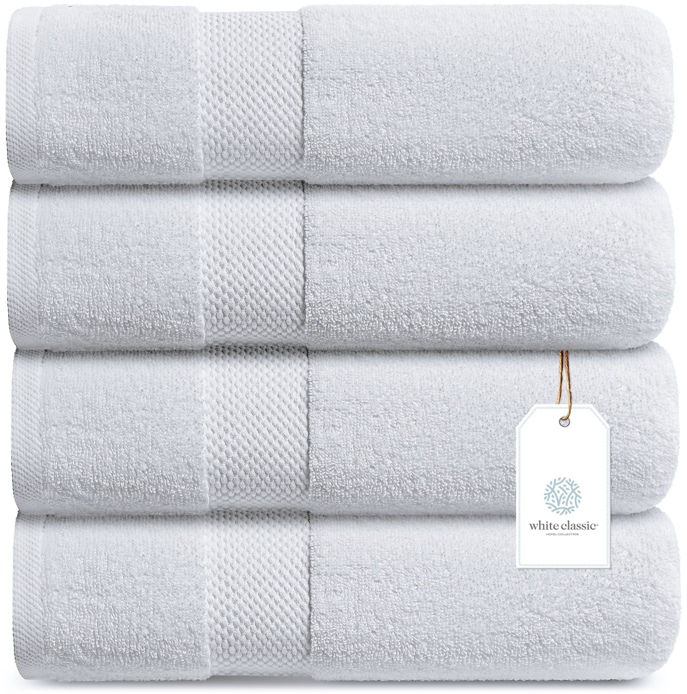 Infinitee Xclusvies White Bath Towels Large - 700 GSM 100% Cotton Towel Set  27x54 Pack of 4 – Highly Durable and Absorbent - Hotel and Spa Quality