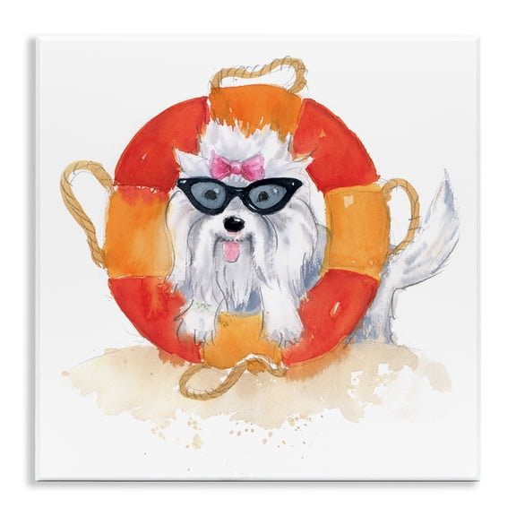 Stupell Industries Coastal Sandy Dog in Sunglasses Wall Plaque Art, 12 x 12, by Geoff Allen