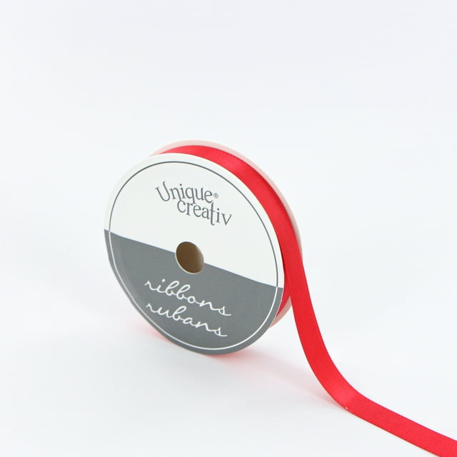 UNIQUE CREATIV Satin Ribbon 9 mm (0.35 in) × 5.5 m (⅜ in × 6 yd), Red, 5.49 m (18 ft)