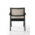 thumbnail image 6 of Jasper 21" Set of 2 Ebony Black Wood Dining Arm Chairs Beige Upholstered Seat, 6 of 7