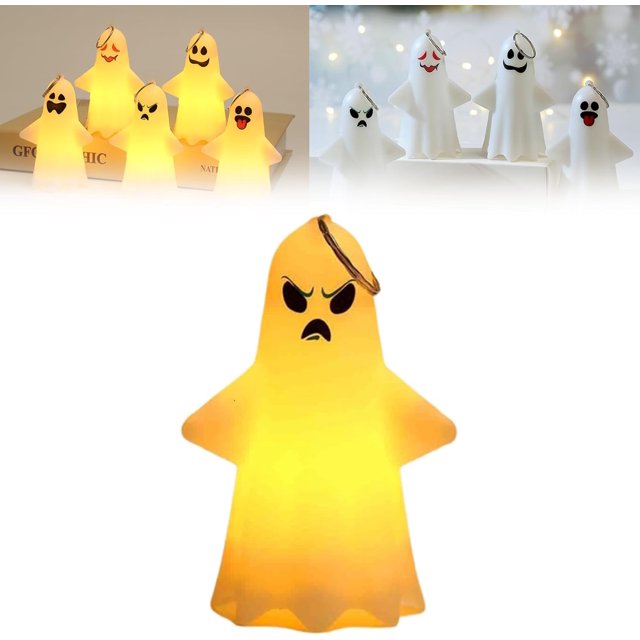 2024 Llevando Pequeña Luz De Noche Fantasma, Accesorio De Figura Decorativa De Halloween, Luz De Noche Parpadeante De Fogata Fantasma, Lindas Decoraciones De Halloween Para La Repisa De La Cocina Del