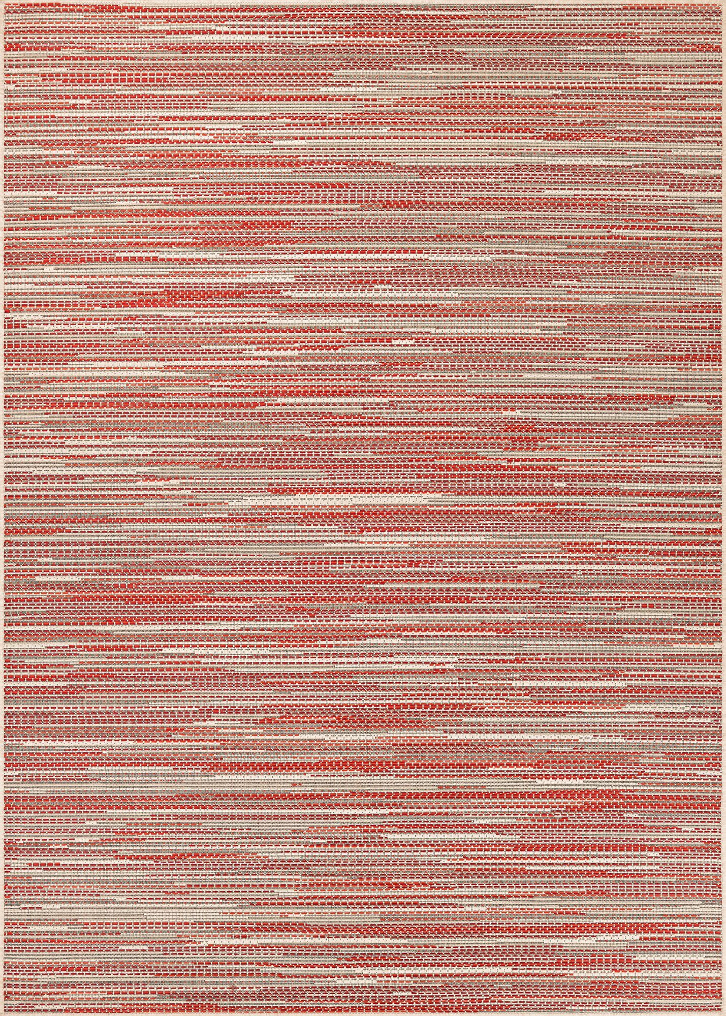 5.25' x 7.5' Red and Beige Striped Rectangular Outdoor Area Throw Rug ...