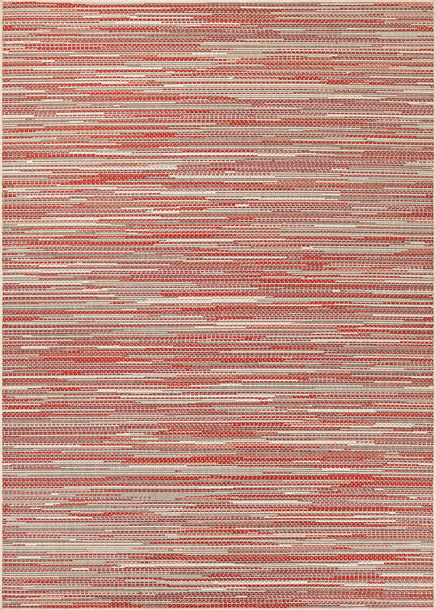 5.25' x 7.5' Red and Beige Striped Rectangular Outdoor Area Throw Rug