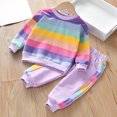 thumbnail image 7 of Futezty Girls 2 Piece Outfit Long Sleeve Sweatshirt and Jogger Pants Rainbow Stripe Tracksuit Fall Winter Clothe Set 2T-7T, 7 of 7