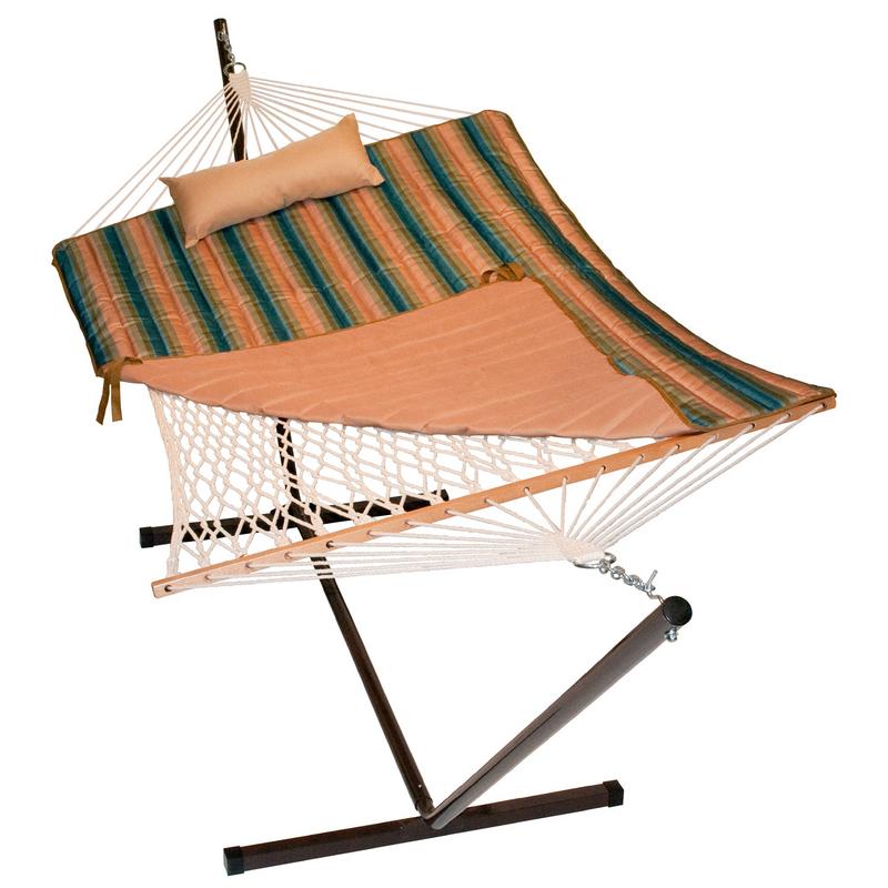 Cotton Rope Hammock, Stand, Pad and Pillow Combination