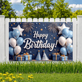 thumbnail image 6 of Yatrandify Blue Balloon Happy Birthday Banner Glitter Star Party Backdrop Gift for Birthday Celebration Kids Event Indoor, 6 of 7