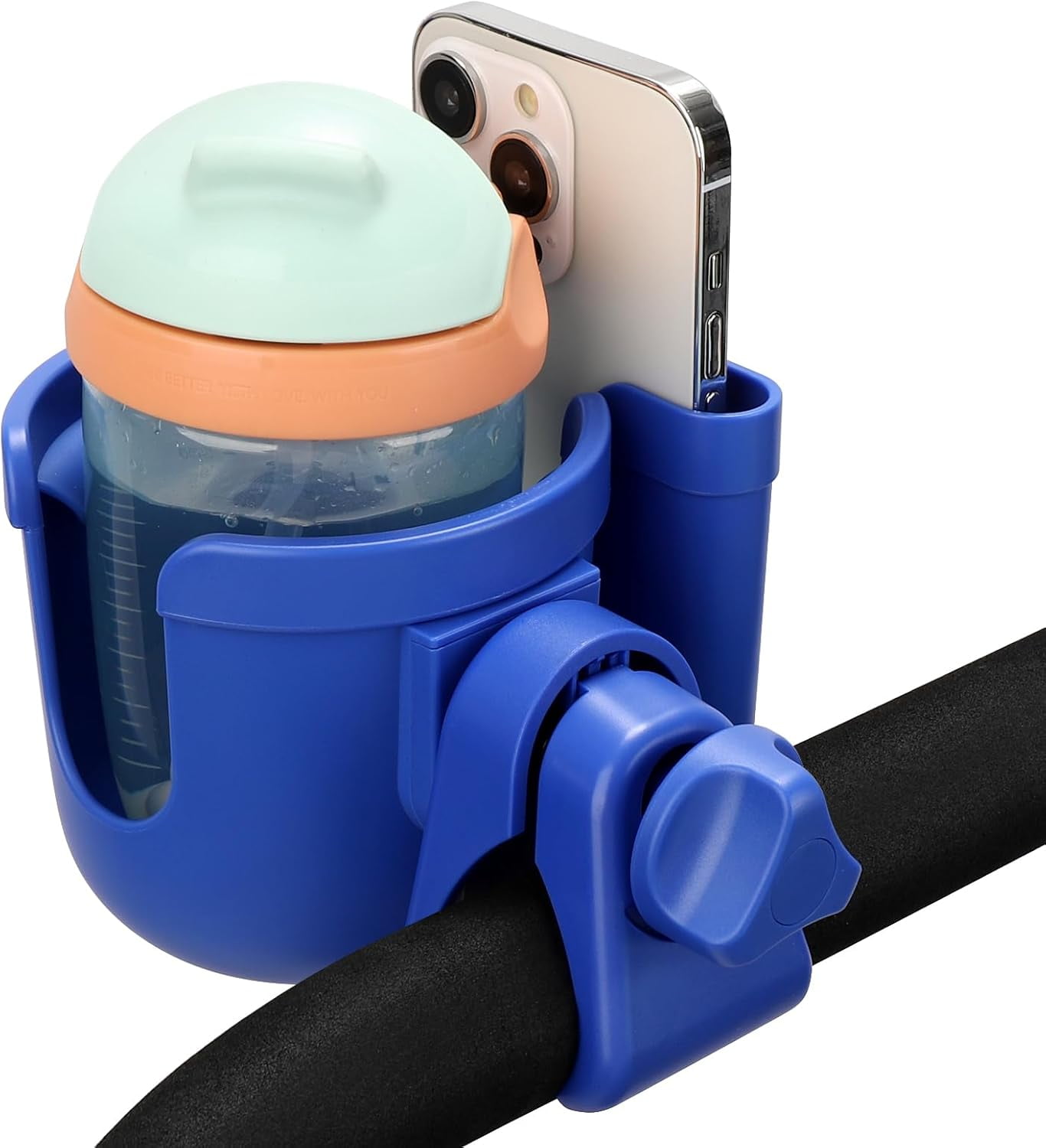 Stroller Cup Holder with Phone Holder, Bike Cup Holder, Universal Cup Holder for Uppababy Nuna Doona Strollers, 2-in-1 Cup Phone Holder for Walker Wheelchair Scooter Accessory