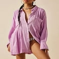 thumbnail image 2 of PENGXIANG Robe Chemise à Manches Longues pour Femmes Automne Couleur Unie Col à Revers, 2 of 6