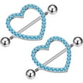 thumbnail image 2 of 14G Rhinestone Heart Nipple Rings for Women Shiny Cubic Zirconia Hollow Love Heart Nipplerings Barbell Nipple Piercing Nipple Shield Rings Body Piercing Jewelry, 2 of 8