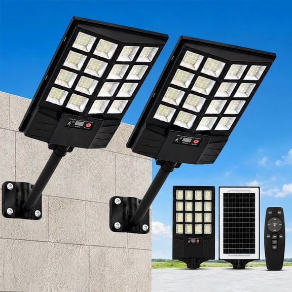 DAYBETTER 2 Pack Solar Street Lights Outdoor, Remote Control & Light Sensor, Motion Sensor Solar Flood Lights for Yard, Garage, Garden