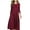 Burgundy, variant on Women 3/4 Sleeve Round Neck Swing Midi Dress, XL