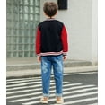 thumbnail image 4 of Aideaone Kids Baseball Jackets Boys Button up Toddler School Varsity Uniform Casual Sport Coat for Toddler Boy 3-6T, 4 of 8