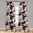 thumbnail image 4 of Ambesonne Floral Curtains, Pinkish Magnolias Pattern, Pair of 28"x63", Jade Green and Pastel Pink, 4 of 5