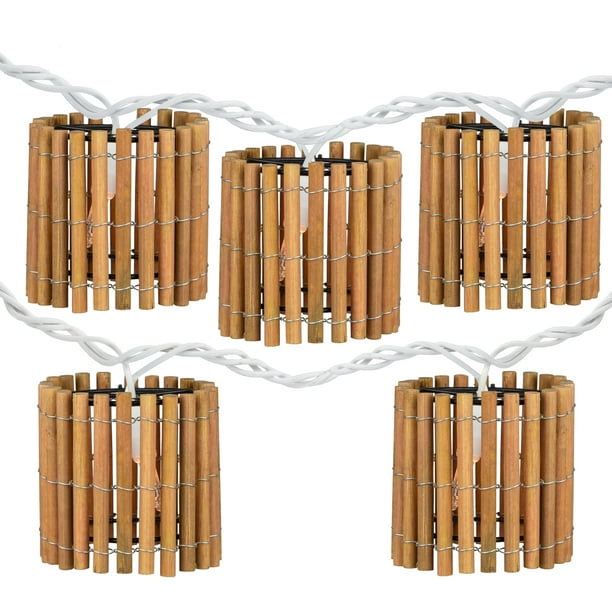 Northlight 10-Count Brown Tropical Bamboo Outdoor Patio String Light Set,  7.25ft White Wire