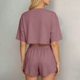 thumbnail image 5 of jobturf Casual Two Piece Sets for Women Short Sleeve Crop Top and High Waist Split Hem Shorts Set Summer Tracksuit Matching Outfits S-XL, 5 of 5