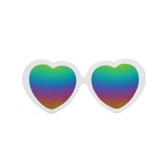 Gravity Shades Heart Shaped Rainbow Lens Sunglasses - White