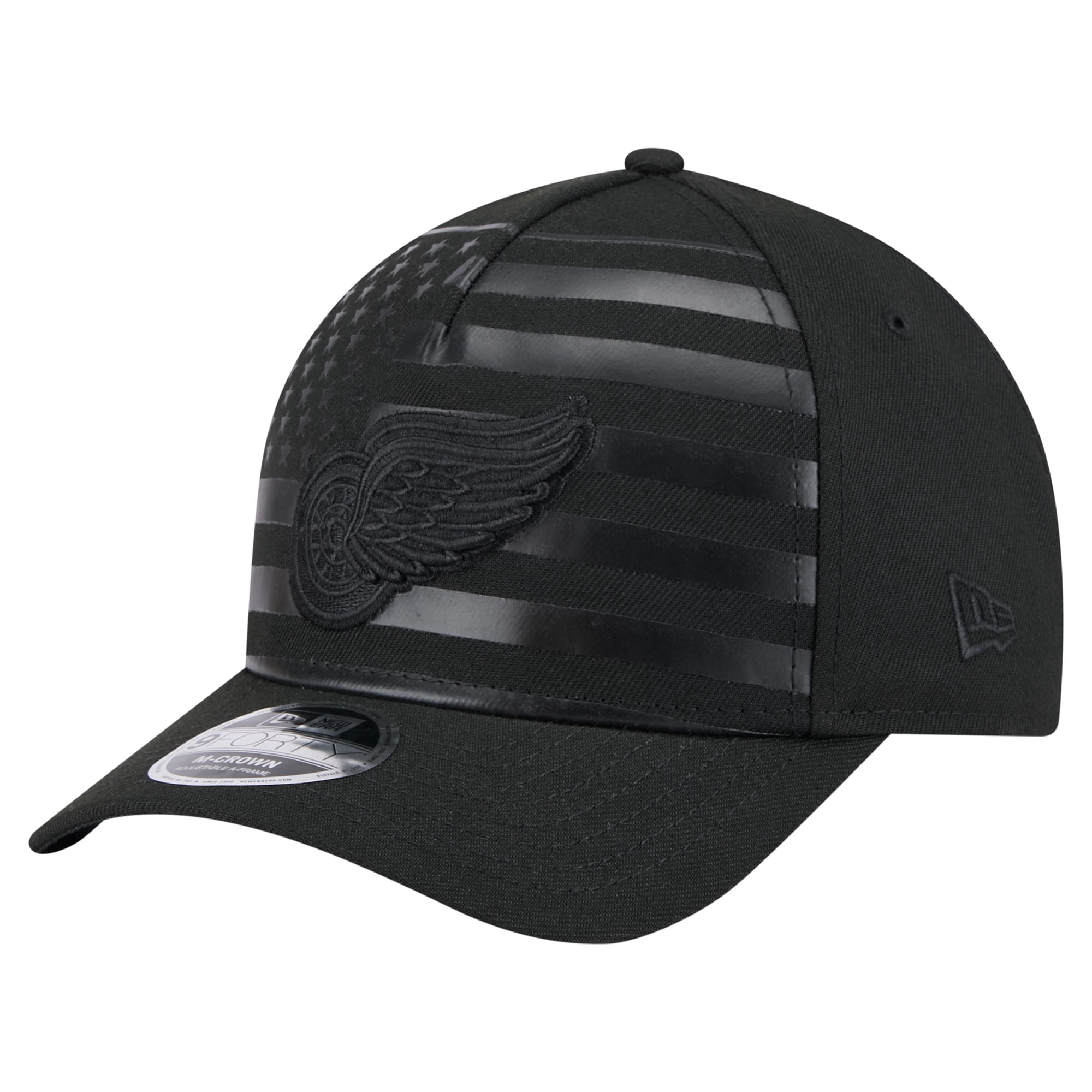 Men's-New Era Black Detroit Red Wings Game Day Stealth Flag 9FORTY A-Frame Adjustable Hat