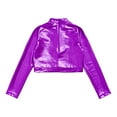 thumbnail image 4 of Kaerm Kids Girls Sparkle Dance Crop Tops Long Sleeve Athletic Sports Gymnastics Fitness T-Shirt Purple 8, 4 of 6