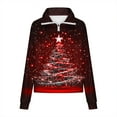 thumbnail image 6 of Womens Tops Christmas Print Lapel Zipper Long Sleeve Casual Pullover Sweatshirt,Sweatshirts for Women Red M, 6 of 6