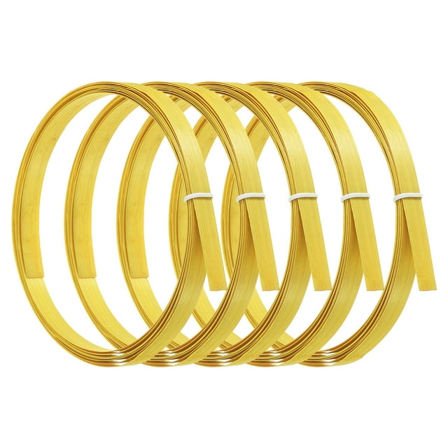 Unique Bargains Bamboo Strips for Weaving 7/16' x 10 Ft Thin Flat Wicker Rattan Cane Reed, Yellow, 5 Pack