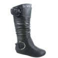 thumbnail image 1 of Bank-85 Women's Fashion Zipper Big Buckle Slouch Casual Flat Heel Mid Calf Round Toe Boots, 1 of 2