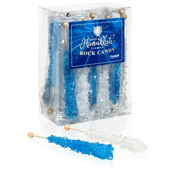 Candy Envy Hannukah Rock Candy, Navy Blue and White, 18 Ct. Indiv. Wrapped
