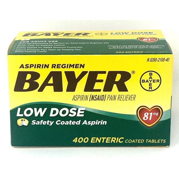 Bayer Low Dose Aspirin Regimen 400 Tablets 81 mg enteric coated