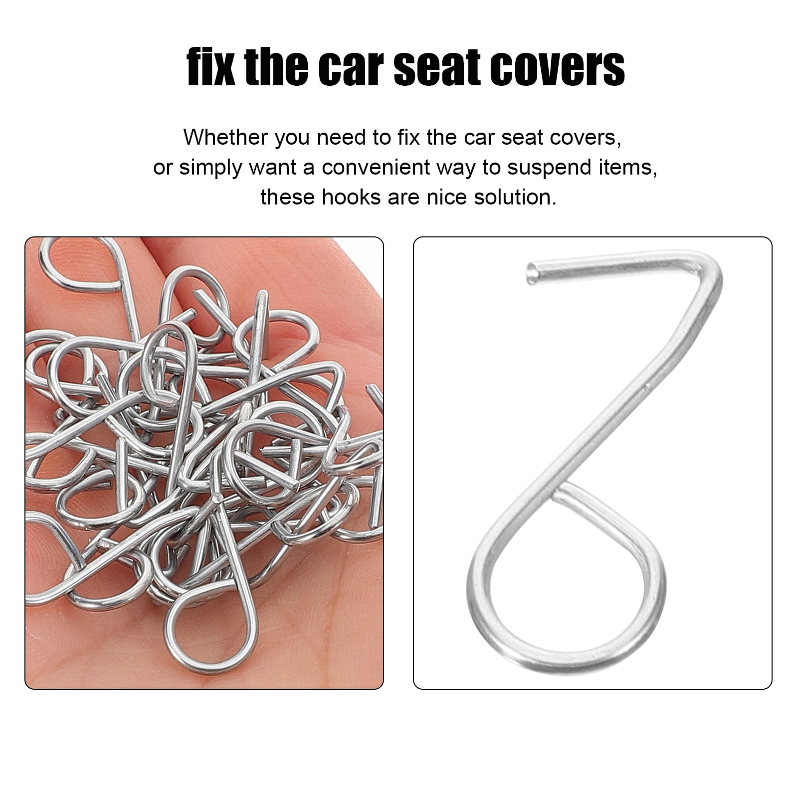 FAVOMOTO 100pcs S Hook Rings Car Interior Installation Seat Covers Hook - View #8